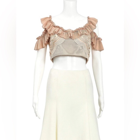 ALICE MCCALL Signed Sealed Lace Ruffle Cold Shoulder Crop Top - Picture 9 of 16